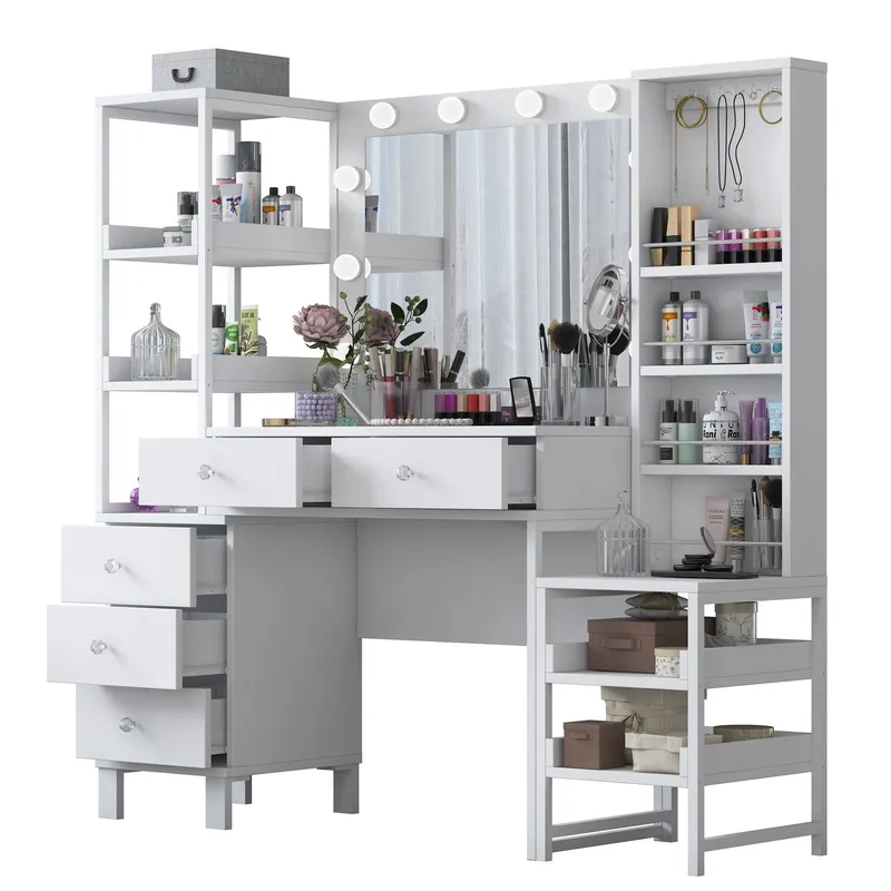 Sminkebord Wallxpert Oren (145 x 141,8 x 40 cm) Hvit, Hvit