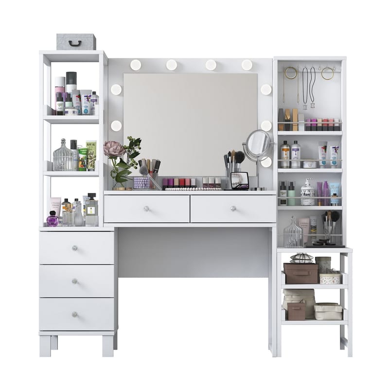Sminkebord Wallxpert Oren (145 x 141,8 x 40 cm) Hvit - Hvit - Møbler - Bord - Sminkebord & toalettbord