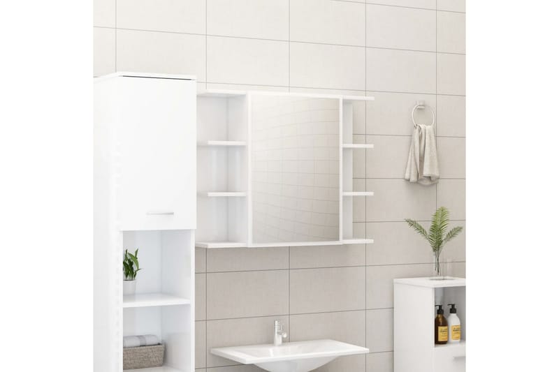 Speilskap til baderom høyglans hvit 80x20,5x64 cm sponplate - Hvit - Sminkebord & toalettbord