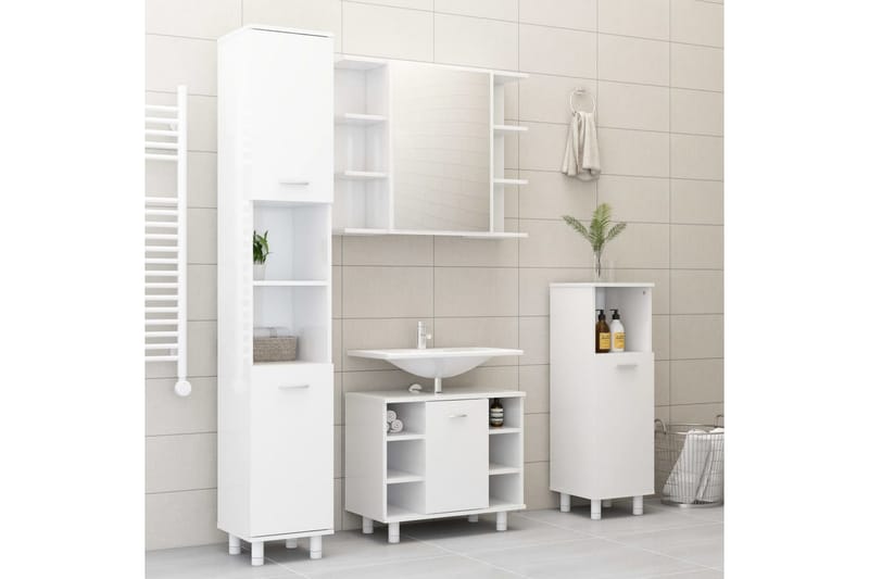 Speilskap til baderom høyglans hvit 80x20,5x64 cm sponplate - Hvit - Sminkebord & toalettbord