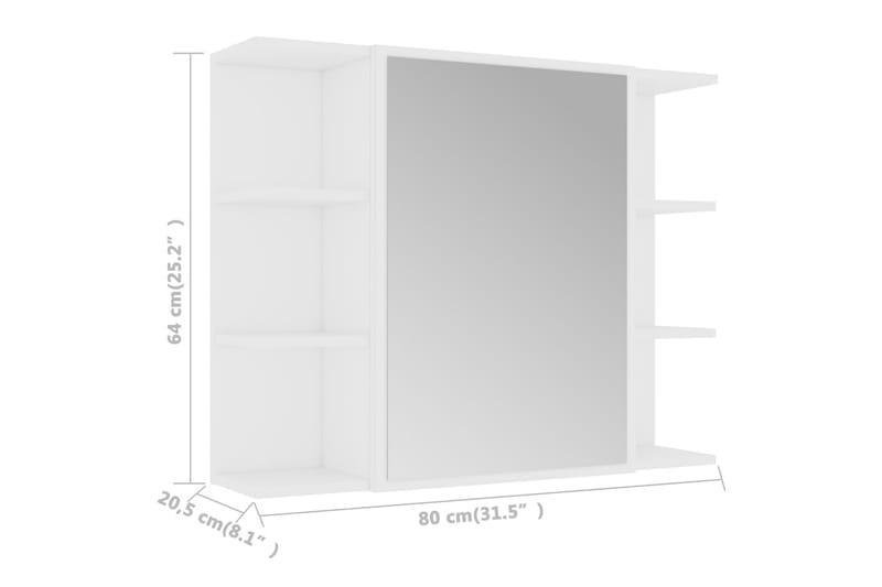Speilskap til baderom hvit 80x20,5x64 cm sponplate - Hvit - Møbler - Bord - Sminkebord & toalettbord