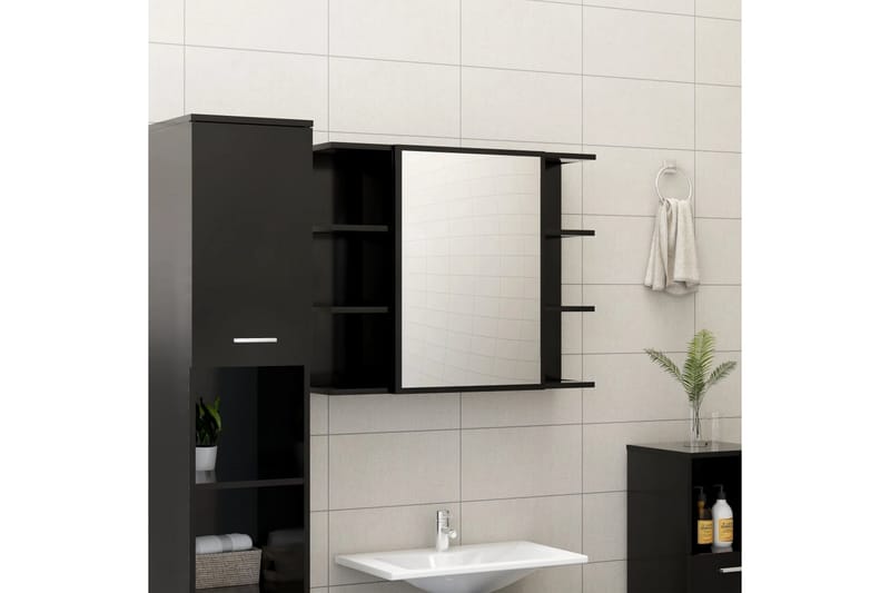 Speilskap til baderom svart 80x20,5x64 cm sponplate - Svart - Møbler - Bord - Sminkebord & toalettbord