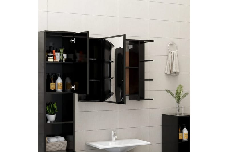 Speilskap til baderom svart 80x20,5x64 cm sponplate - Svart - Møbler - Bord - Sminkebord & toalettbord