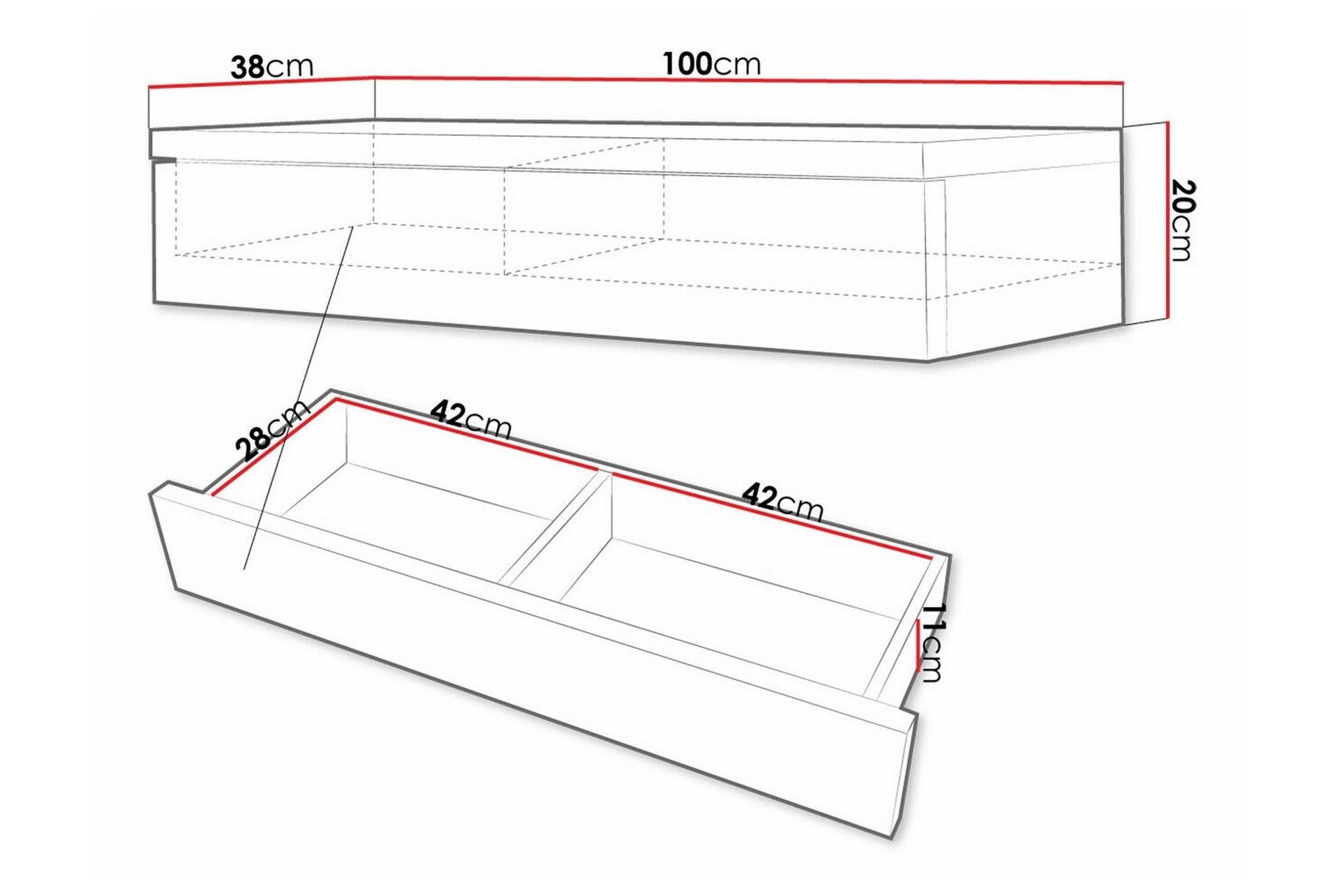 Staffin Sminkespeil 100x38 cm - Hvid - Møbler - Bord - Sminkebord & toalettbord