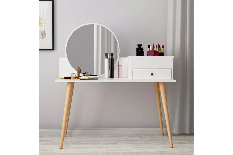 Straat Sminkebord 120x96 cm Hvit - Hanah Home - M øbler - Bord - Sminkebord & toalettbord