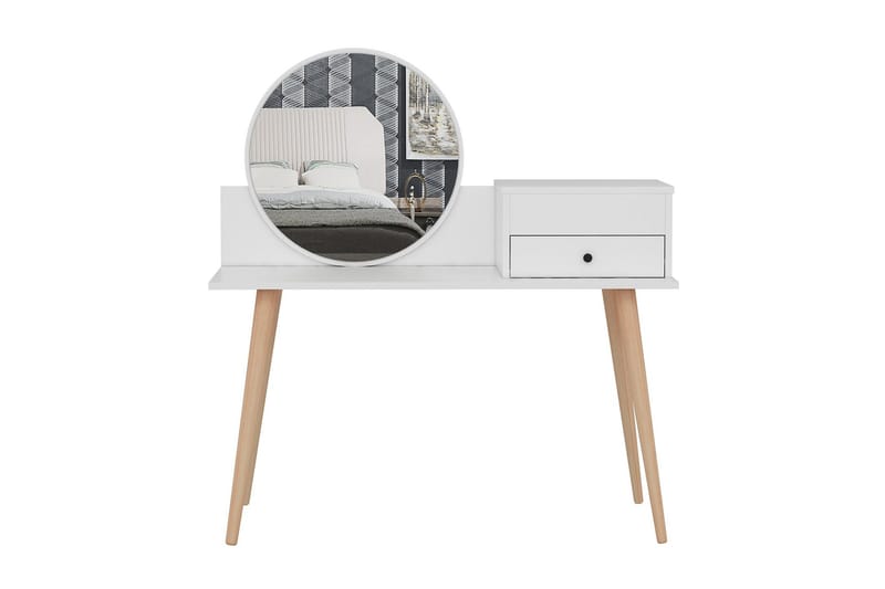 Straat Sminkebord 120x96 cm Hvit - Hanah Home - Møbler - Bord - Sminkebord & toalettbord - Sminkebord med speil