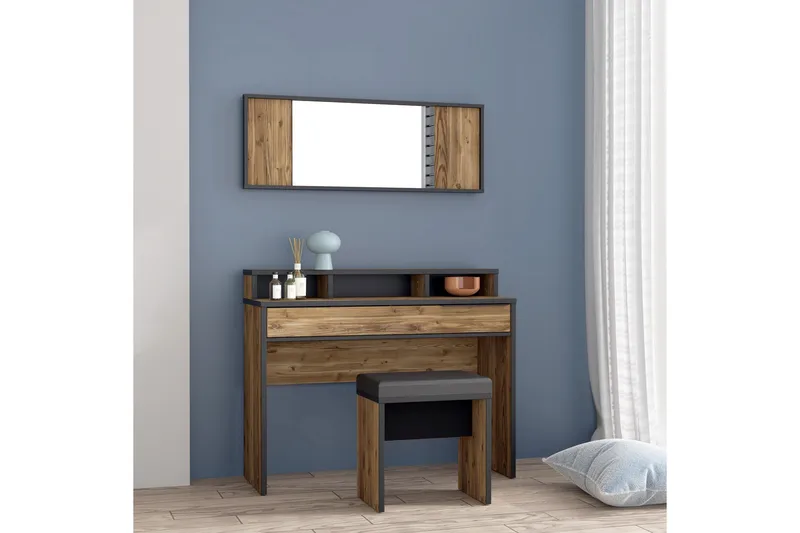 Vergina Sminkebord 110 cm - Brun/Svart - Møbler - Bord - Sminkebord & toalettbord - Sminkebord med speil