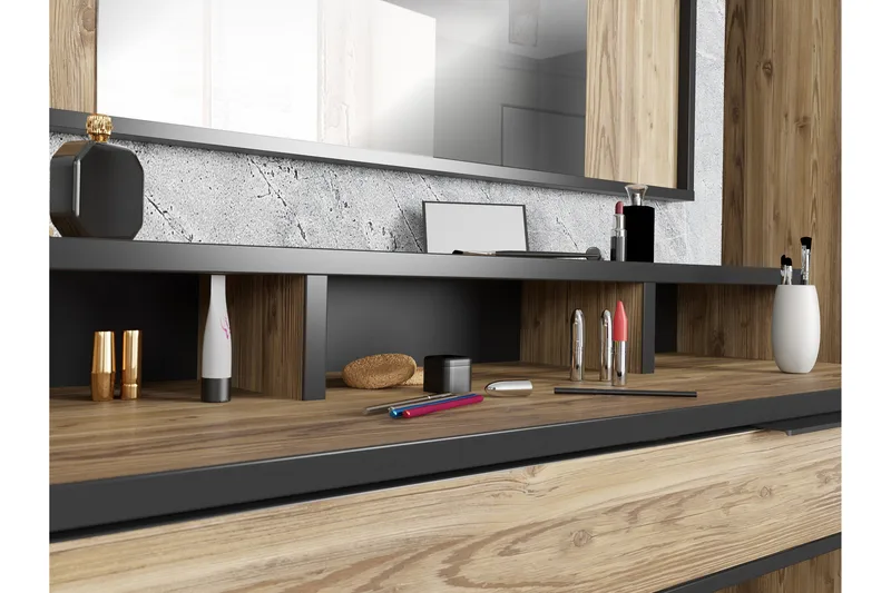 Vergina Sminkebord 110 cm - Brun/Svart - Møbler - Bord - Sminkebord & toalettbord - Sminkebord med speil