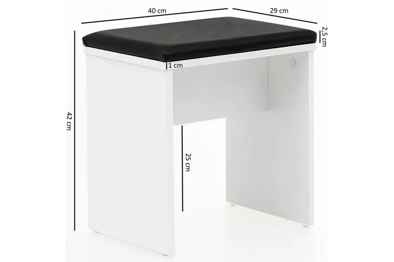 Sminkebord Wohnling Lagring for Osmetisk hvit med speilkrakk klassisk moderne - Møbler - Bord - Sminkebord & toalettbord - Sminkebord med speil