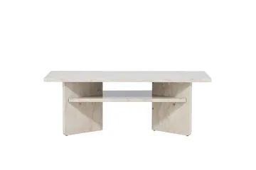 Ålesund Travertin Sofabord Rektangulært 120x60 cm med Oppbevaring - Beige - Møbler - Bord - Sofabord