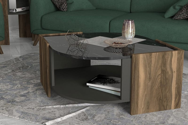 Abbye Sofabord 75 cm - Valnøttsbrunsbrun/Grå/Svart - Møbler - Bord - Sofabord