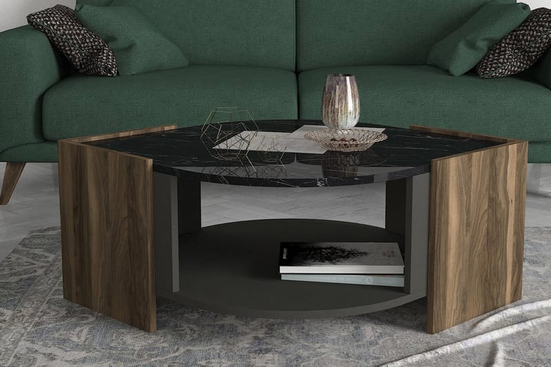 Abbye Sofabord 75 cm - Valnøttsbrunsbrun/Grå/Svart - Møbler - Bord - Sofabord