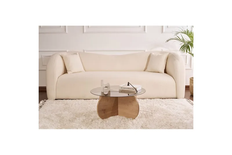 Sofabord Aeris 75 cm med Glassplate - Safireik / Fume - Møbler - Bord - Sofabord