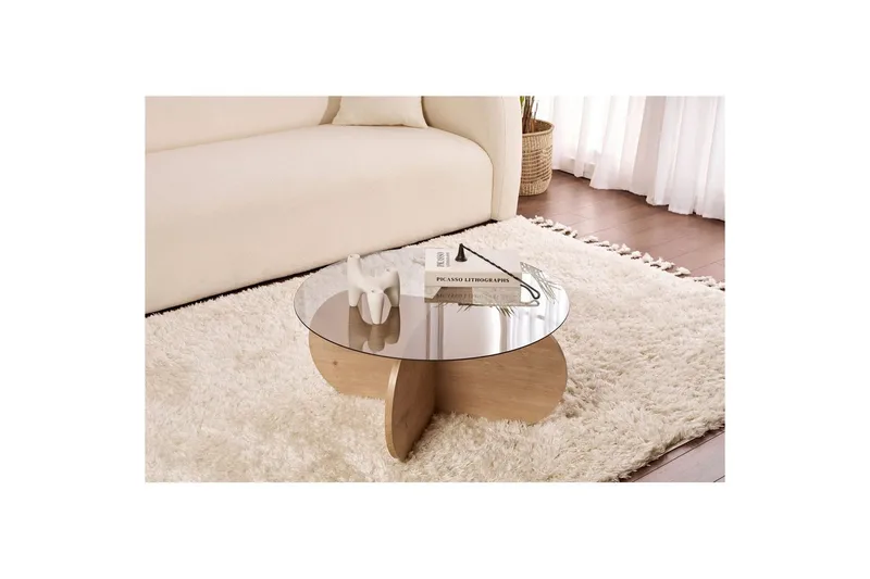 Sofabord Aeris 75 cm med Glassplate - Safireik / Fume - Møbler - Bord - Sofabord