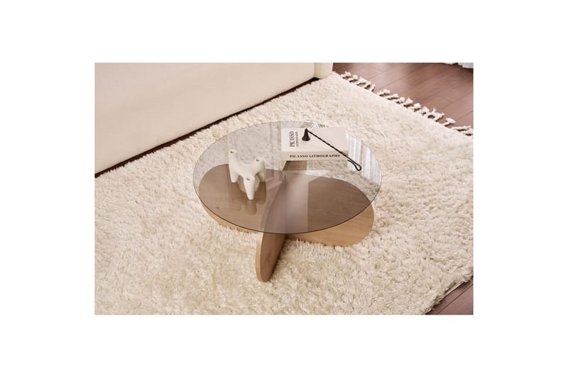 Sofabord Aeris 75 cm med Glassplate - Safireik / Fume - Møbler - Bord - Sofabord