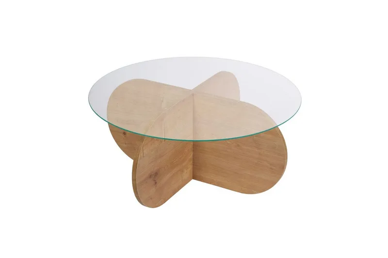 Sofabord Aeris 75 cm med Glassplate - Safireik / Transparent - Møbler - Bord - Sofabord