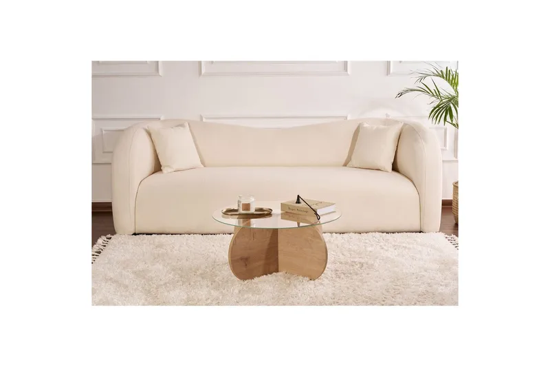 Sofabord Aeris 75 cm med Glassplate - Safireik / Transparent - Møbler - Bord - Sofabord