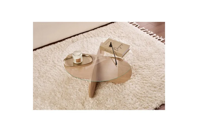 Sofabord Aeris 75 cm med Glassplate - Safireik / Transparent - Møbler - Bord - Sofabord