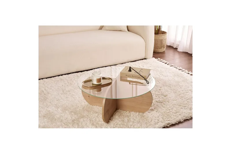 Sofabord Aeris 75 cm med Glassplate - Safireik / Transparent - Møbler - Bord - Sofabord