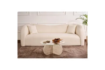 Sofabord Aeris 75 cm med Glassplate - Travertin / Transparent - Møbler - Bord - Sofabord