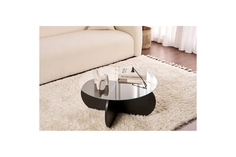 Sofabord Aeris 75 cm med Glassplate - Tre Svart / Røykfarget - Møbler - Bord - Sofabord