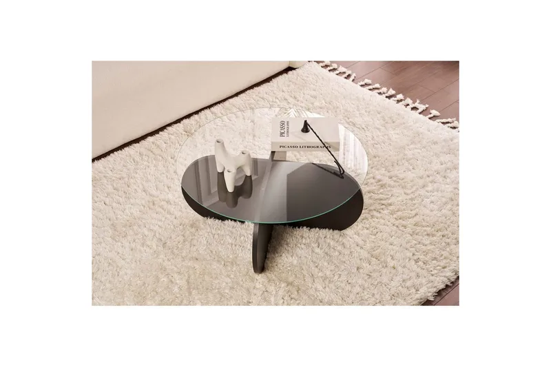 Sofabord Aeris 75 cm med Glassplate - Tre Svart / Røykfarget - Møbler - Bord - Sofabord