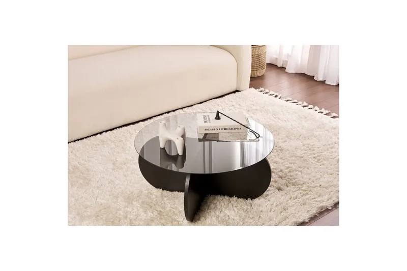 Sofabord Aeris 75 cm med Glassplate - Tre Svart / Transparent - Møbler - Bord - Sofabord