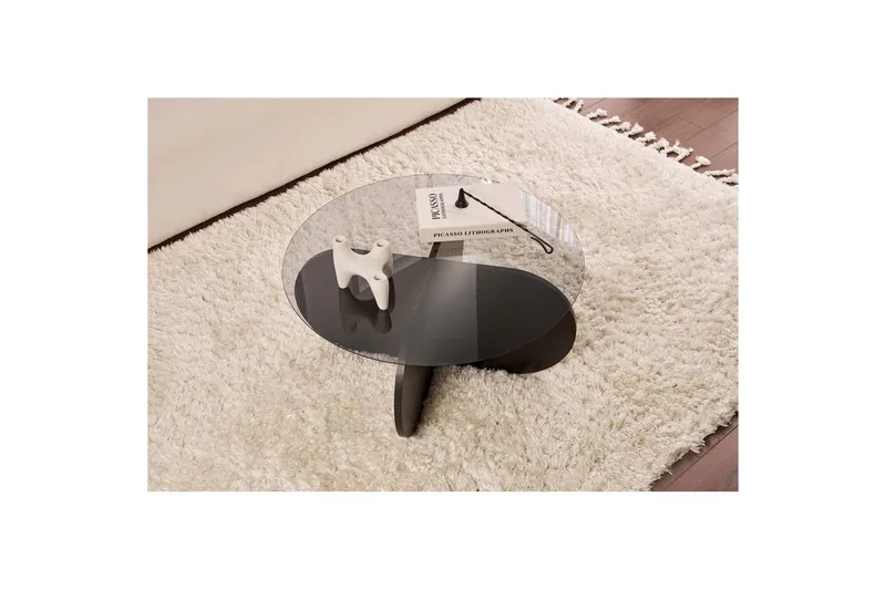 Sofabord Aeris 75 cm med Glassplate - Tre Svart / Transparent - Møbler - Bord - Sofabord