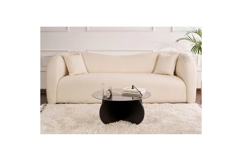 Sofabord Aeris 75 cm med Glassplate - Tre Svart / Transparent - Møbler - Bord - Sofabord