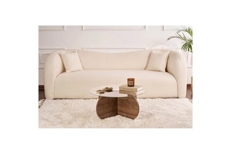 Sofabord Aeris 75 cm med Glassplate - Valnøtt / Transparent - Møbler - Bord - Sofabord