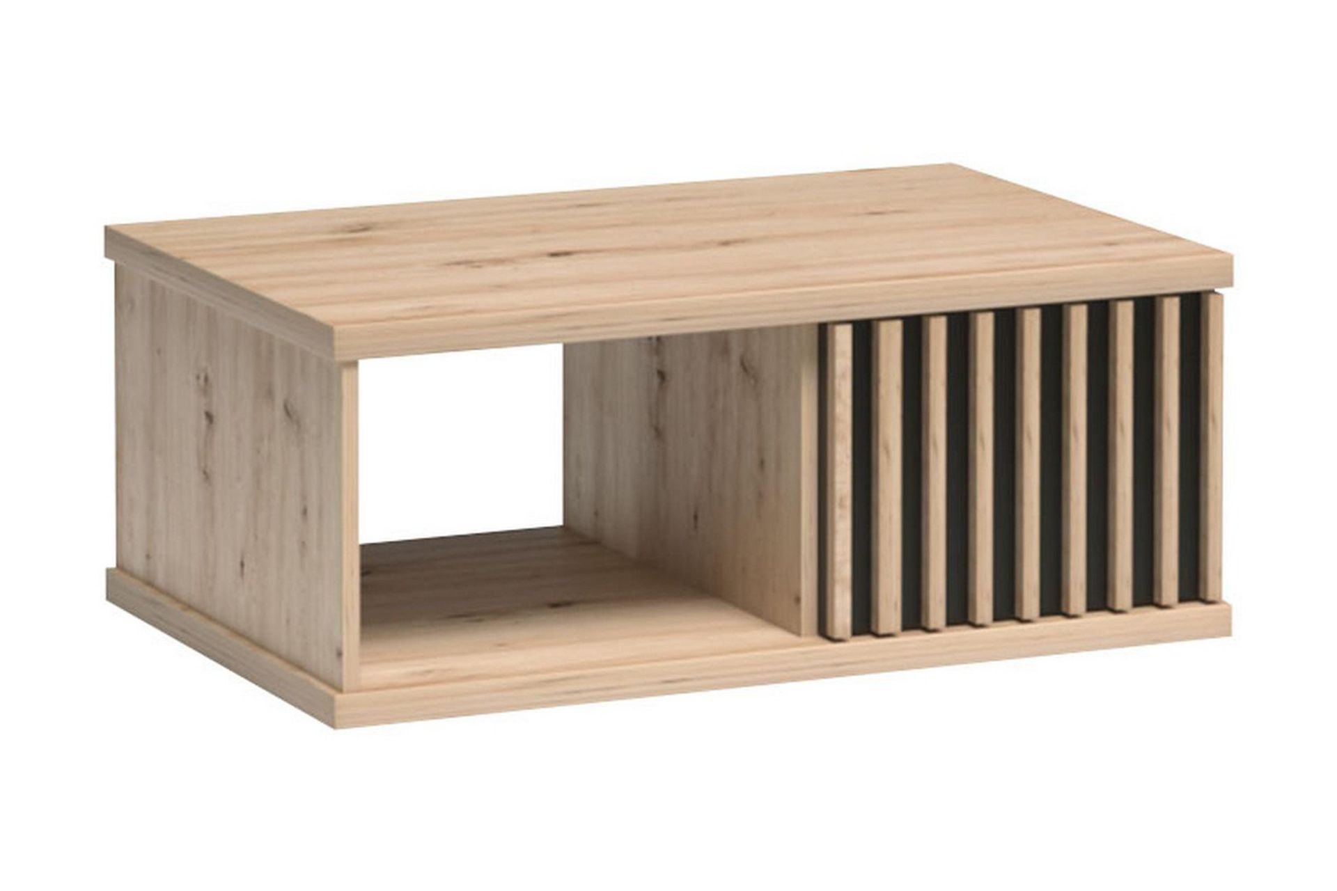 Aldbrough Sofabord 90 cm med Oppbevaring Hylle + Skuff - Tre/Svart