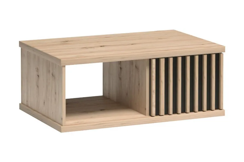 Aldbrough Sofabord 90 cm med Oppbevaring Hylle + Skuff, Tre/Svart