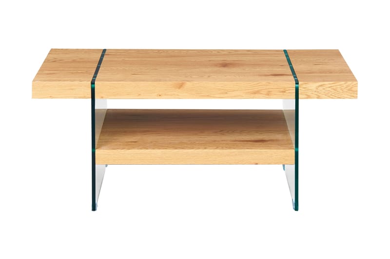Aldreda Sofabord 110 cm med Oppbevaringshylle - Glass/Natur/Brun - Møbler - Bord - Sofabord
