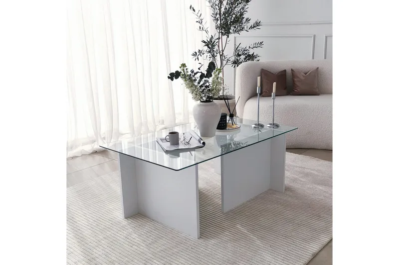 Almasi Sofabord 105x40x105 cm - Hvit - Møbler - Bord - Sofabord