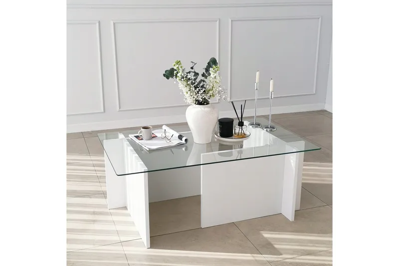 Almasi Sofabord 105x40x105 cm - Hvit - Møbler - Bord - Sofabord