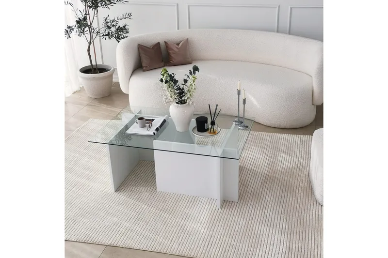 Almasi Sofabord 105x40x105 cm - Hvit - Møbler - Bord - Sofabord