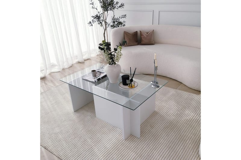 Almasi Sofabord 105x40x105 cm - Hvit - Møbler - Bord - Sofabord