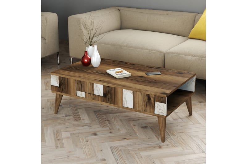 Alsacia Sofabord 105 cm - Mørkebrun/Hvit - Møbler - Bord - Sofabord