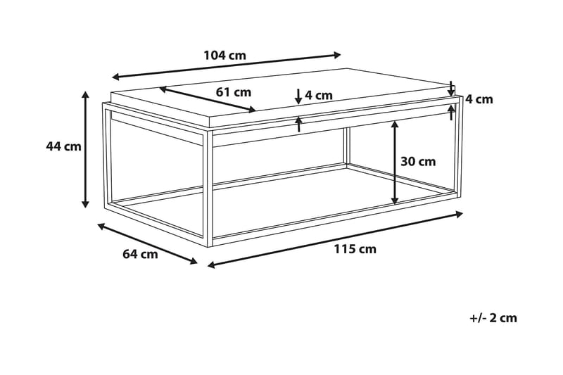 Altos Rektangulært Sofabord 64 cm i Tre og Metall med Betongeffekt - Grå - Møbler - Bord - Sofabord
