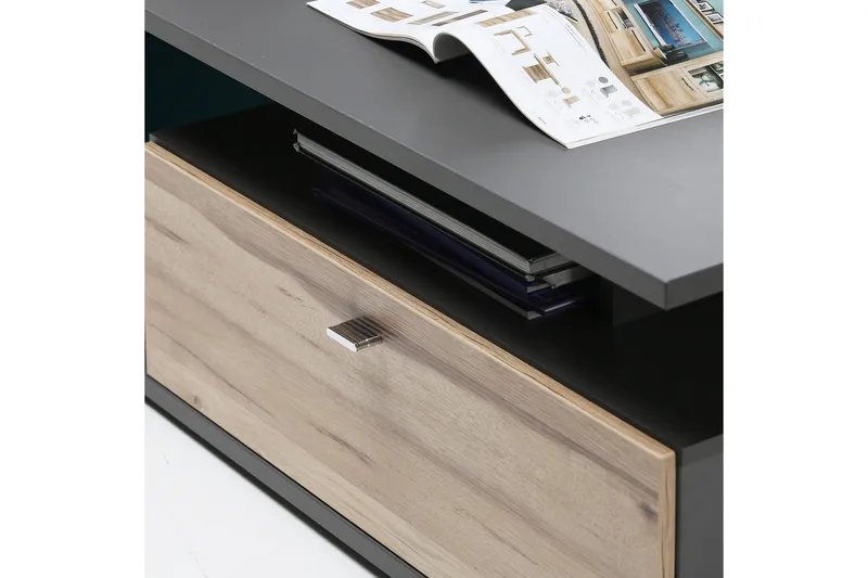 Ameysford Sofabord 120 cm med Oppbevaringshylle + Skuff - Grå/Brun - Møbler - Bord - Sofabord