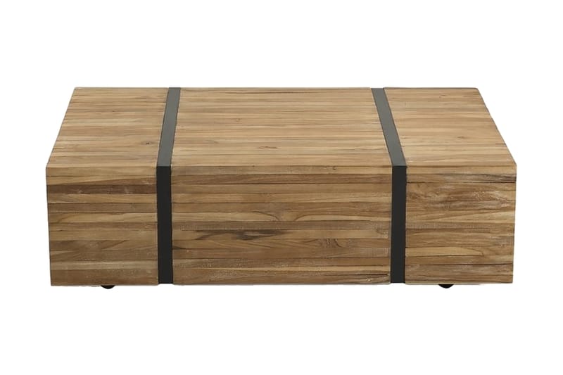 Amlin Sofabord 110 cm på Hjul - Brun/Svart - Sofabord med hjul - Sofabord