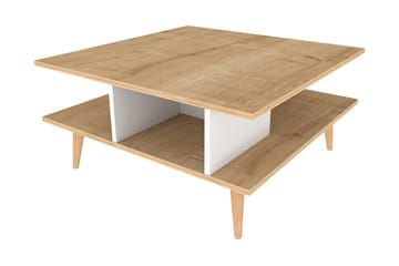 Andifli 89 cm Firkantet Sofabord med Hyller i Eik - Beige - Møbler - Bord - Sofabord