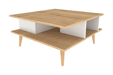 Andifli 89 cm Firkantet Sofabord med Hyller i Eik - Beige - Møbler - Bord - Sofabord
