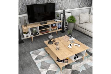 Andifli 89 cm Firkantet Sofabord med Hyller i Eik - Beige - Møbler - Bord - Sofabord