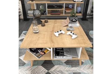 Andifli 89 cm Firkantet Sofabord med Hyller i Eik - Beige - Møbler - Bord - Sofabord