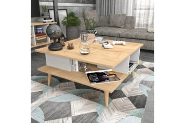 Andifli 89 cm Firkantet Sofabord med Hyller i Eik - Beige - Møbler - Bord - Sofabord