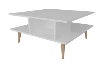 Andifli 89 cm Rektangulært Sofabord med Hyller i Malt Tre - Hvit - Møbler - Bord - Sofabord
