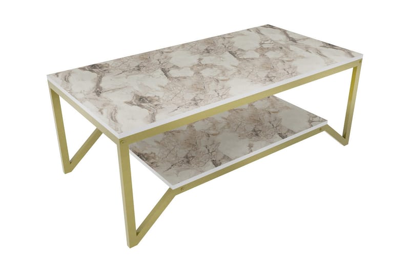 Andifli Sofabord 60x45,8x120 cm - Gull/Hvit - Møbler - Bord - Sofabord
