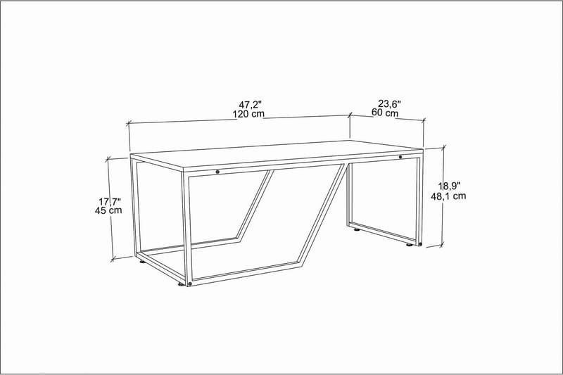 Andifli Sofabord 60x48x120 cm - Hvit - Møbler - Bord - Sofabord