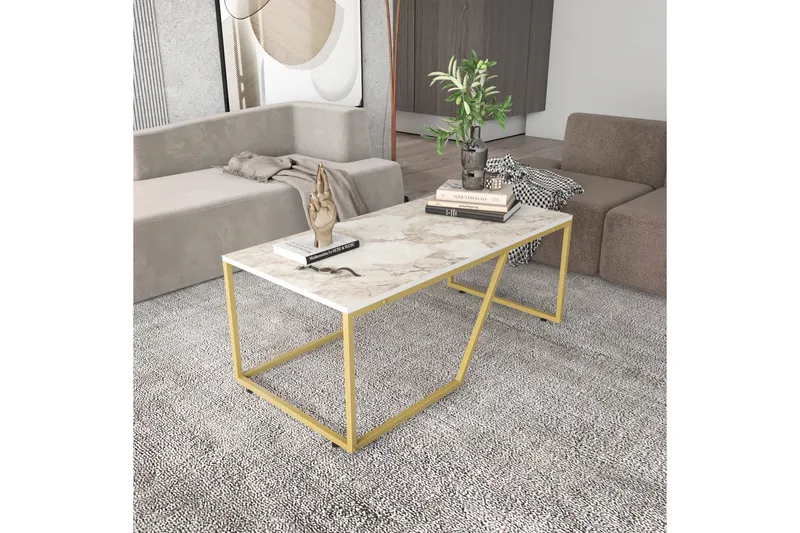 Andifli Sofabord 60x48x120 cm - Hvit - Møbler - Bord - Sofabord